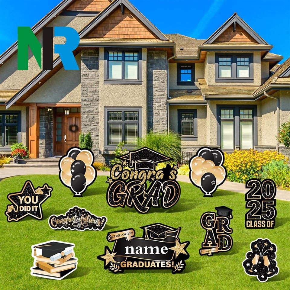 Class Of 2025 Congrats Grad Outdoor Lawn Yard Sign With Stakes, Graduate Decorations Yard Decors For College High School Party