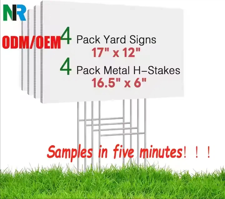 Fullt tilpassede hageskilt og H-stakes for fem minutters eksempler på tjenesten